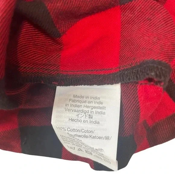 MADEWELL Shirt Women's Red Buffalo Plaid Bow Tie-Neck Blouse Long Sleeve Sz S - Picture 4 of 5